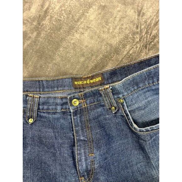 ROCAWEAR JEANS SIZE 42 W. Dark Blue Denim Regular Fit Zip Fly Roca Wear logo - Picture 3 of 10